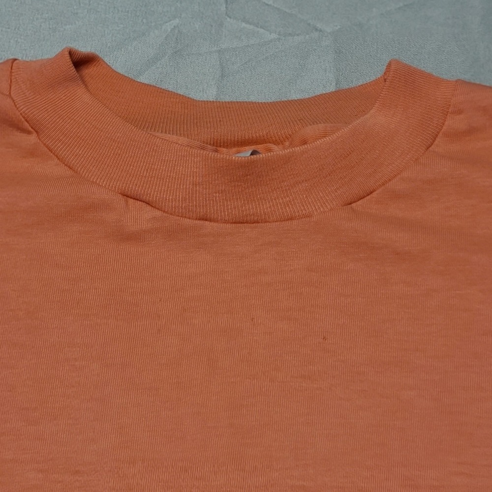 Vintage Hanes T-Shirt Mens Large L Salmon Orange 50/50 Blank Made in USA Tee